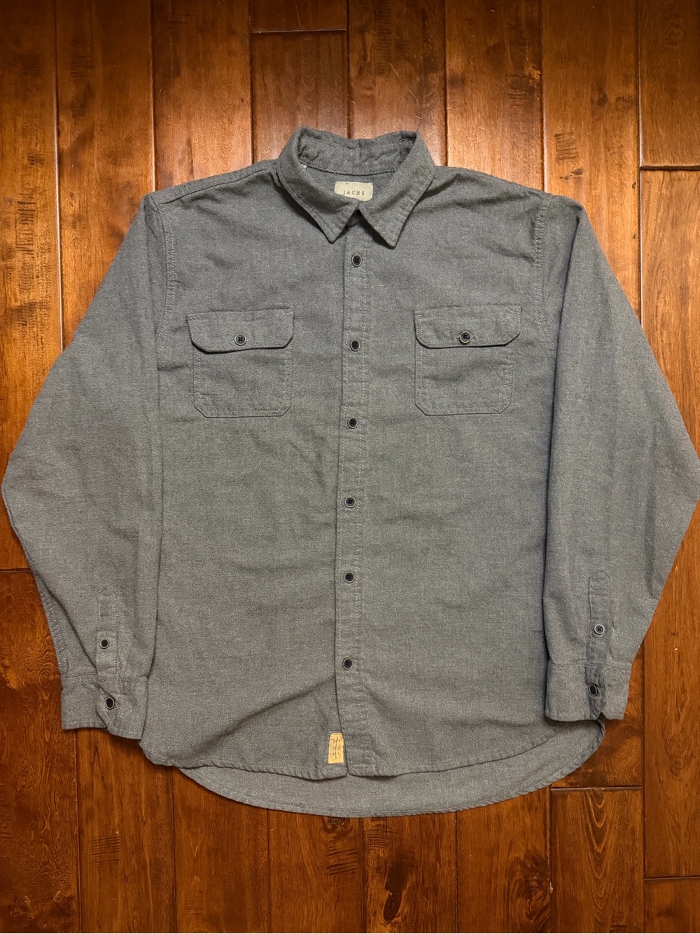 Jachs Men's Heather Gray Long-Sleeve Button-Down Shirt Flannel Heavy sz. XLT